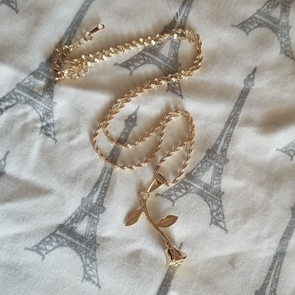 Gold Plated Rose Necklace